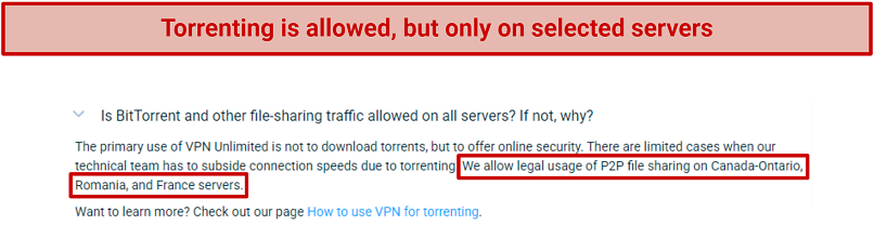 Torrenting — Allowed, but Limited to 3 Servers