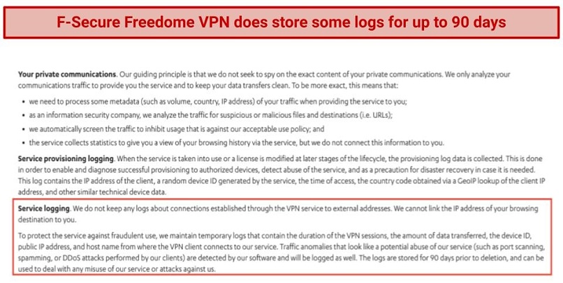 Privacy — Logging Policy is Rather Confusing